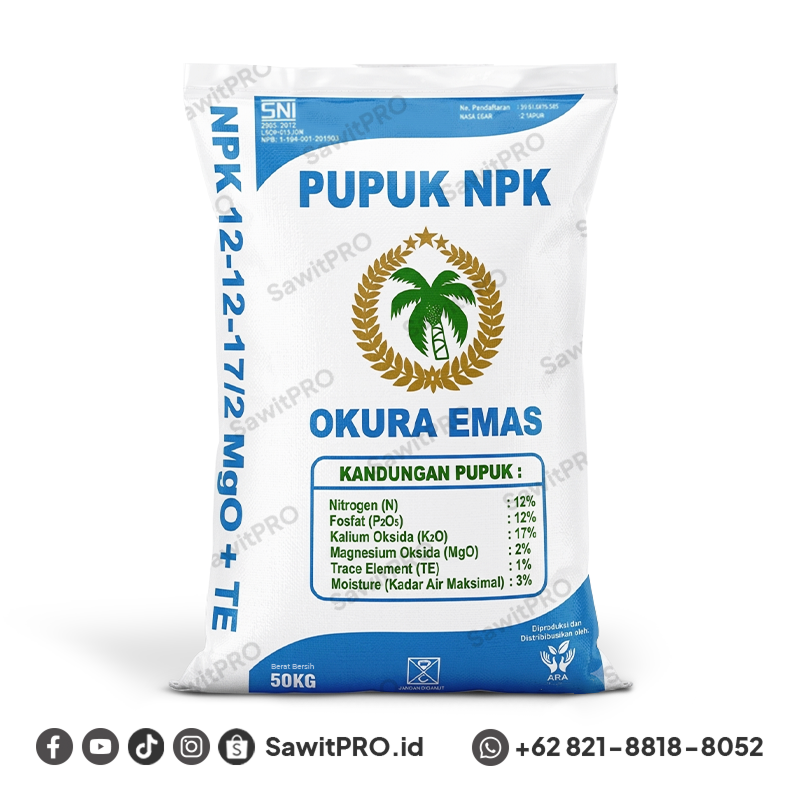 NPK Okura Emas 12-12-17-2 MGO+TE 50kg (Toko Keliling)