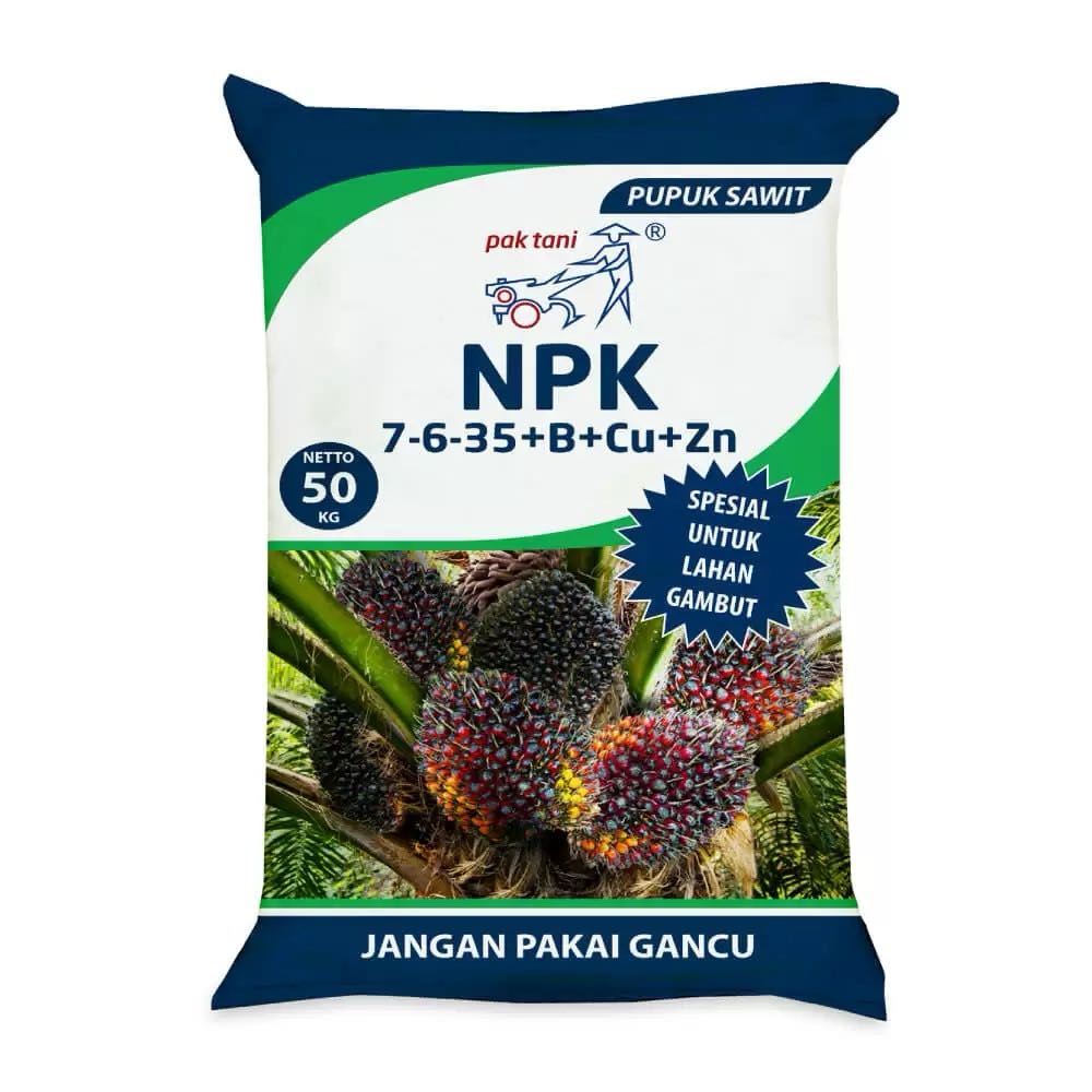 NPK Sawit 7-6-35+B+Cu+Zn Pak Tani 50kg (GROSIR)