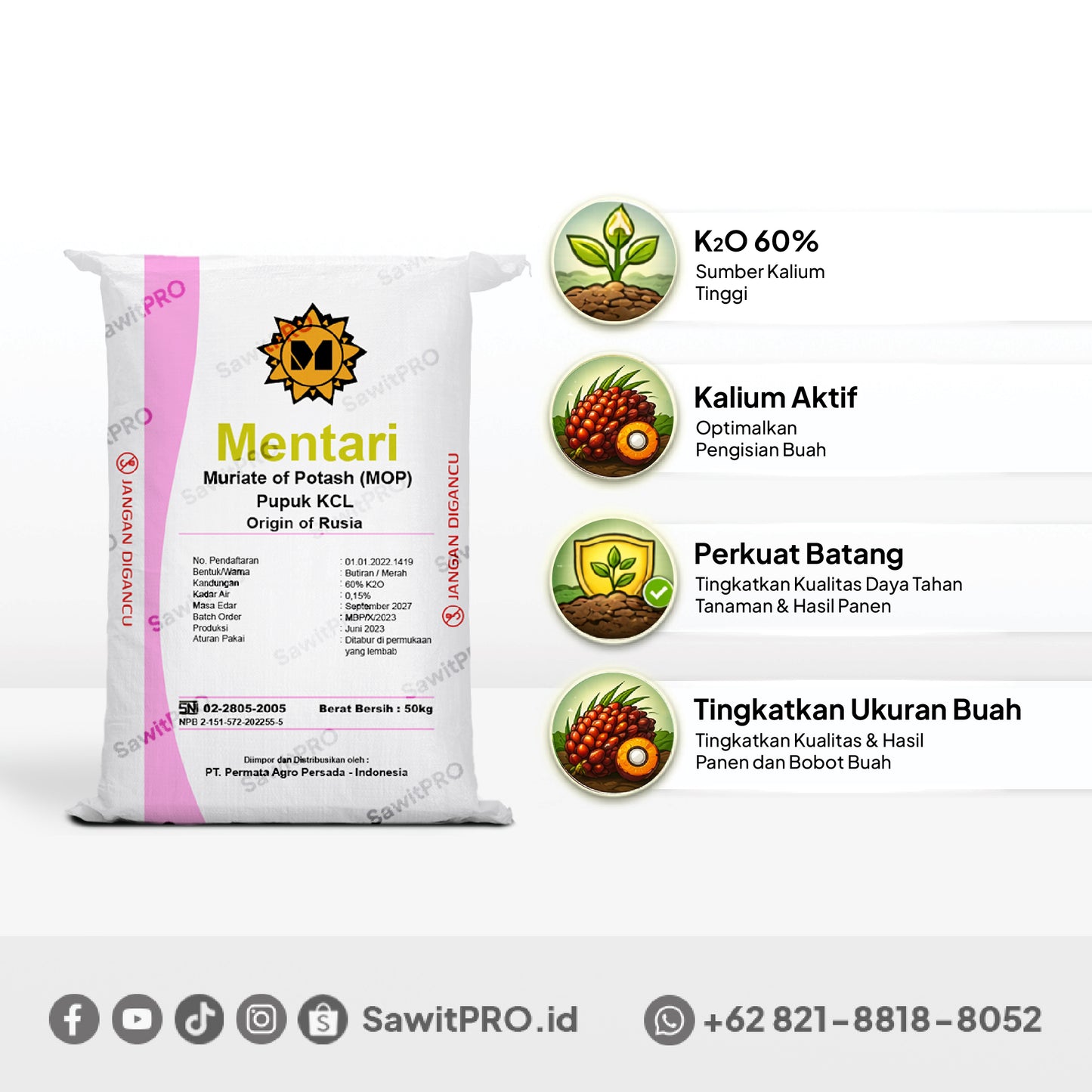 MOP/KCL Mentari 50kg (Khusus Petani)